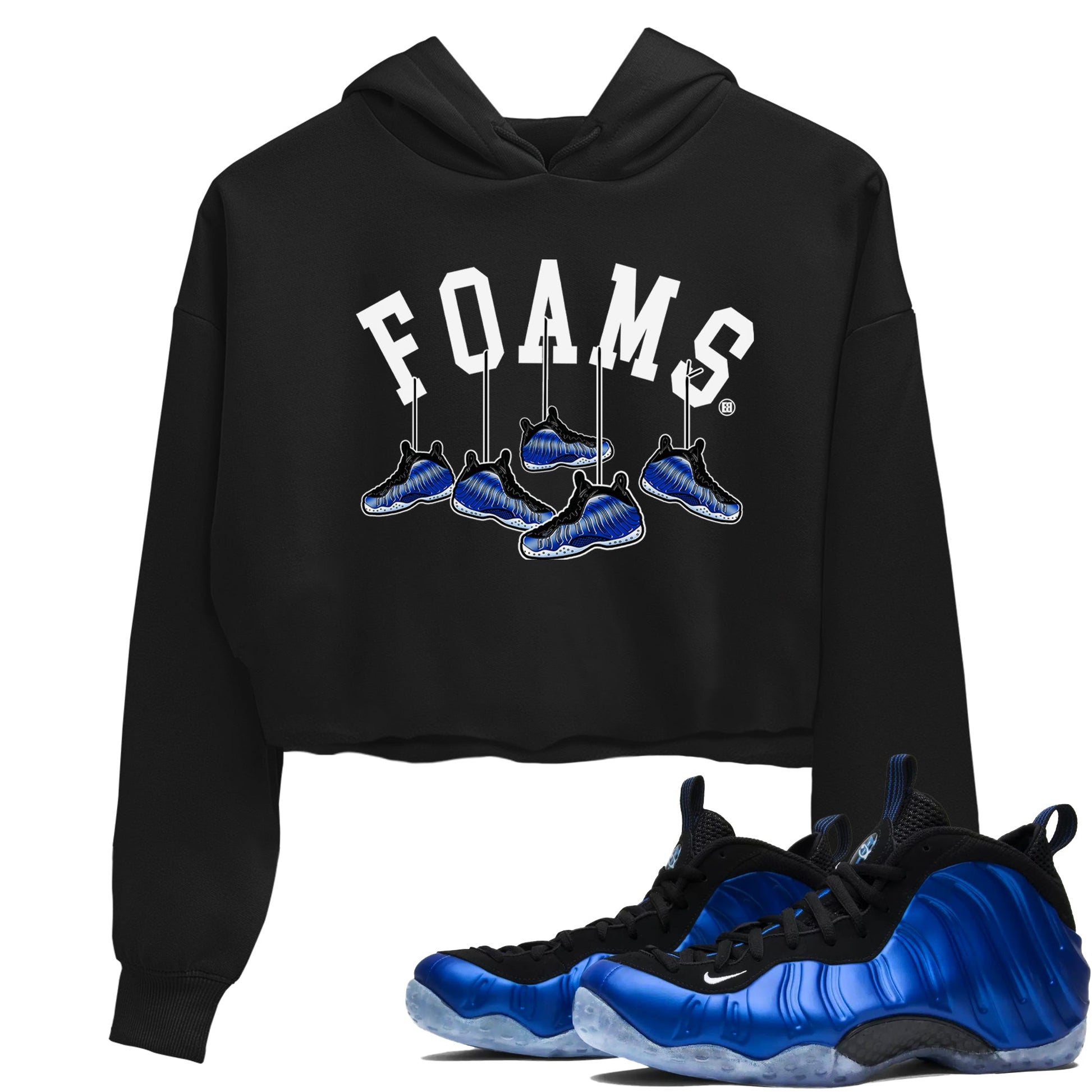Air Foamposite One Royal shirts to match jordans Hanging Sneakers sneaker match tees Foams One Royal match shoes to clothes SNRT Sneaker Tees unisex cotton Black 1 crop tee