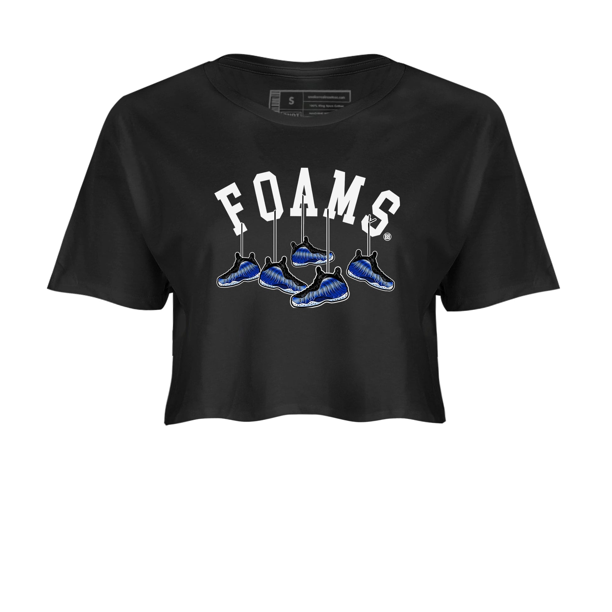 Air Foamposite One Royal shirts to match jordans Hanging Sneakers sneaker match tees Foams One Royal match shoes to clothes SNRT Sneaker Tees unisex cotton Black 2 crop tee