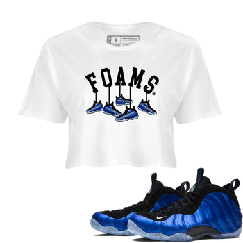 Air Foamposite One Royal shirts to match jordans Hanging Sneakers sneaker match tees Foams One Royal match shoes to clothes SNRT Sneaker Tees unisex cotton White 1 crop tee