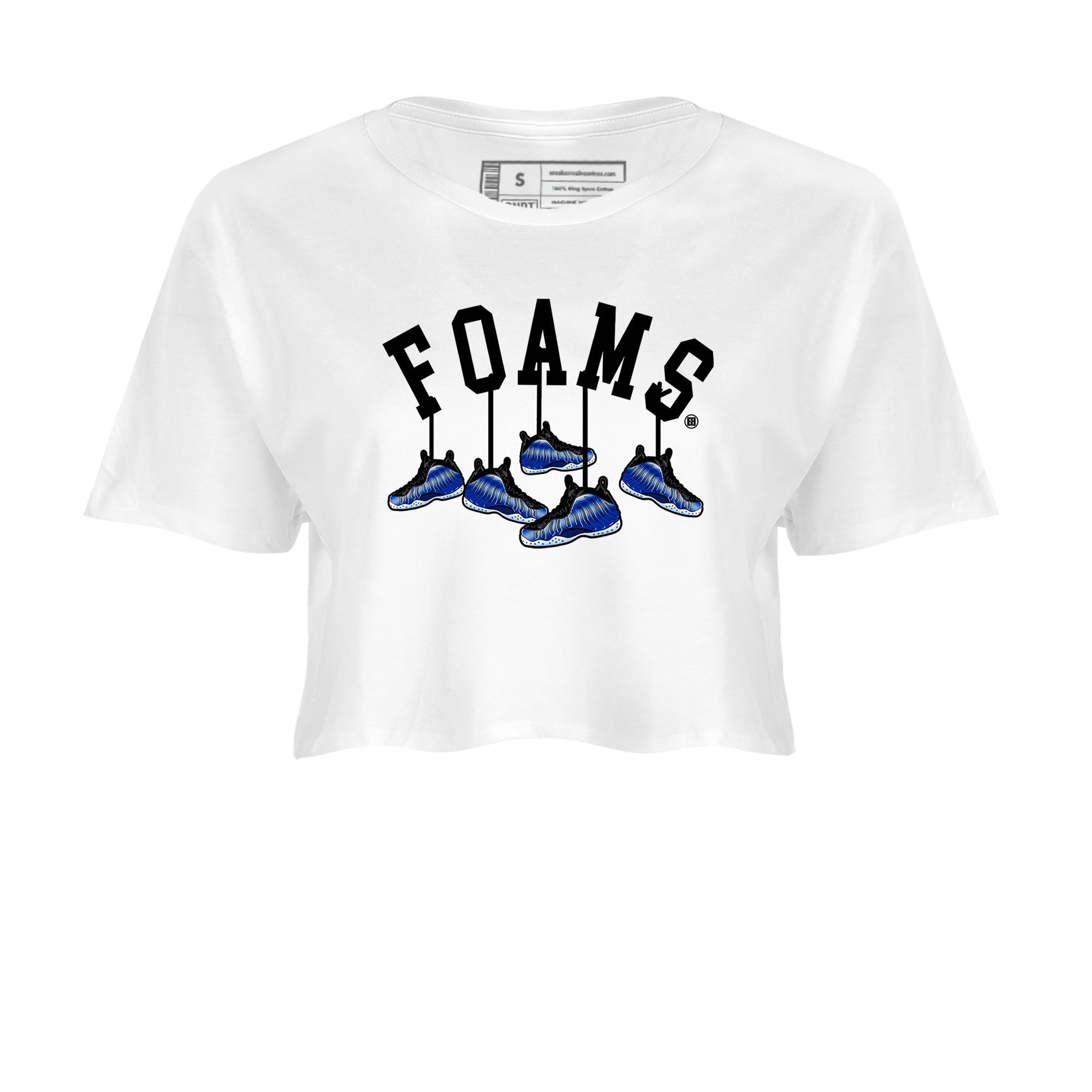 Air Foamposite One Royal shirts to match jordans Hanging Sneakers sneaker match tees Foams One Royal match shoes to clothes SNRT Sneaker Tees unisex cotton White 2 crop tee