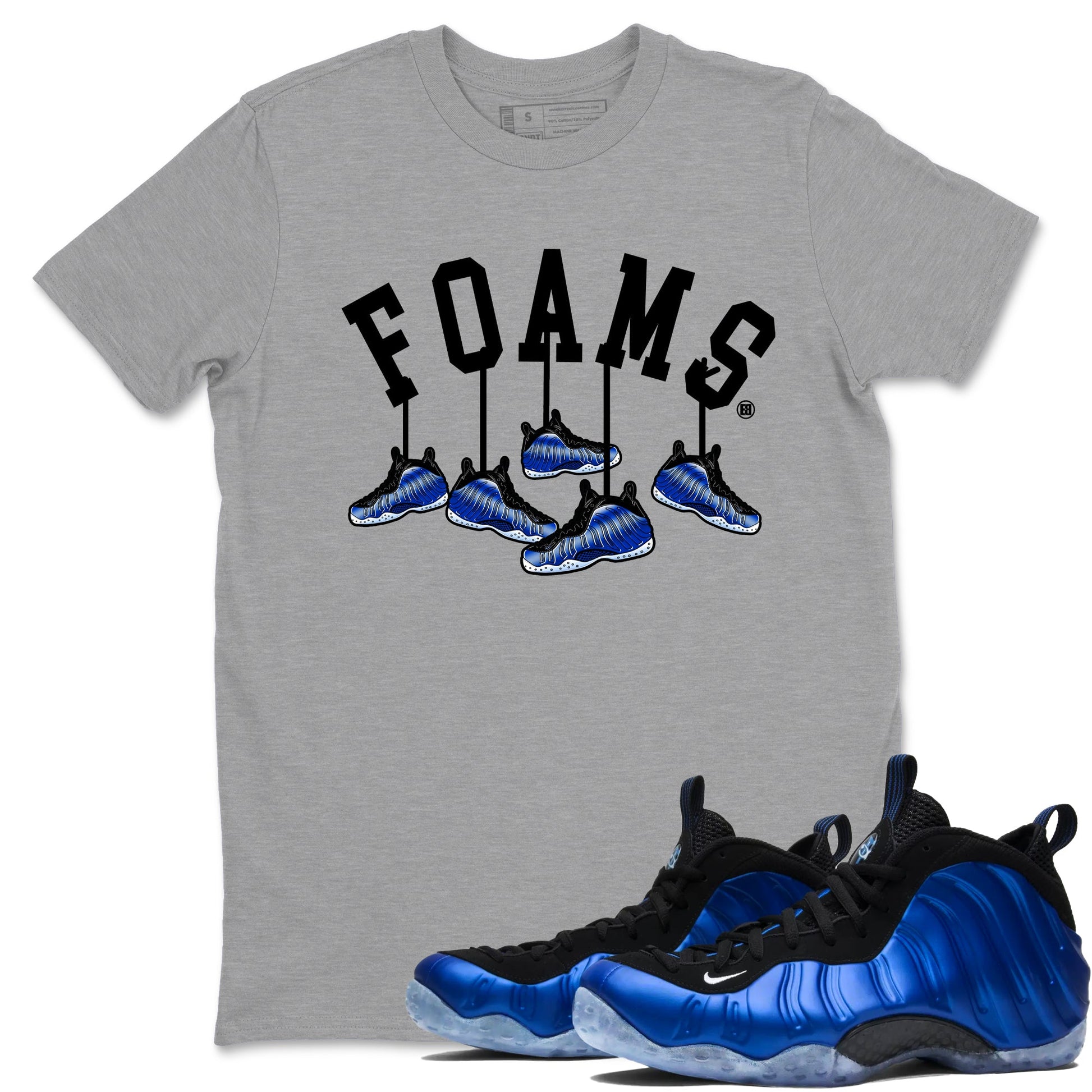 Air Foamposite One Royal shirts to match jordans Hanging Sneakers sneaker match tees Foams One Royal match shoes to clothes SNRT Sneaker Tees unisex cotton Heather Grey 1 shirts