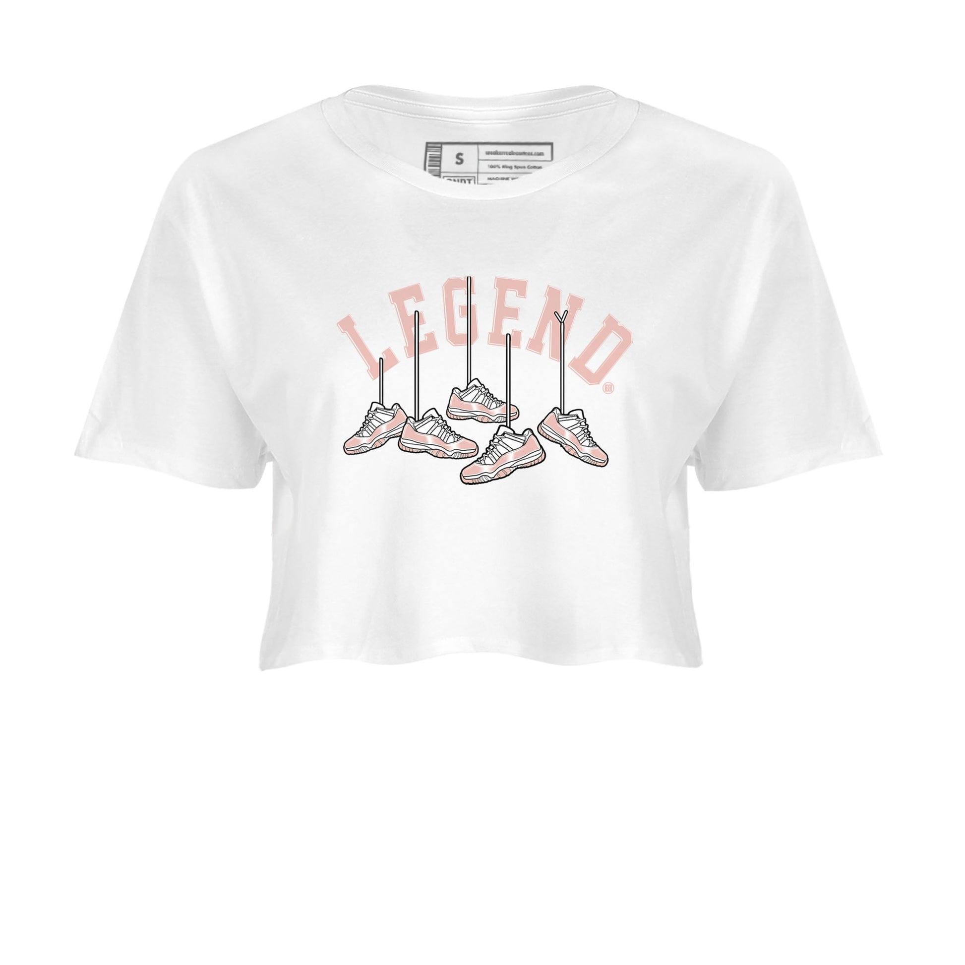 11s Legend Pink shirts to match jordans Hanging Sneakers sneaker match tees Air Jordan 11 Legend Pink SNRT Sneaker Tees streetwear brand White 2 crop tee