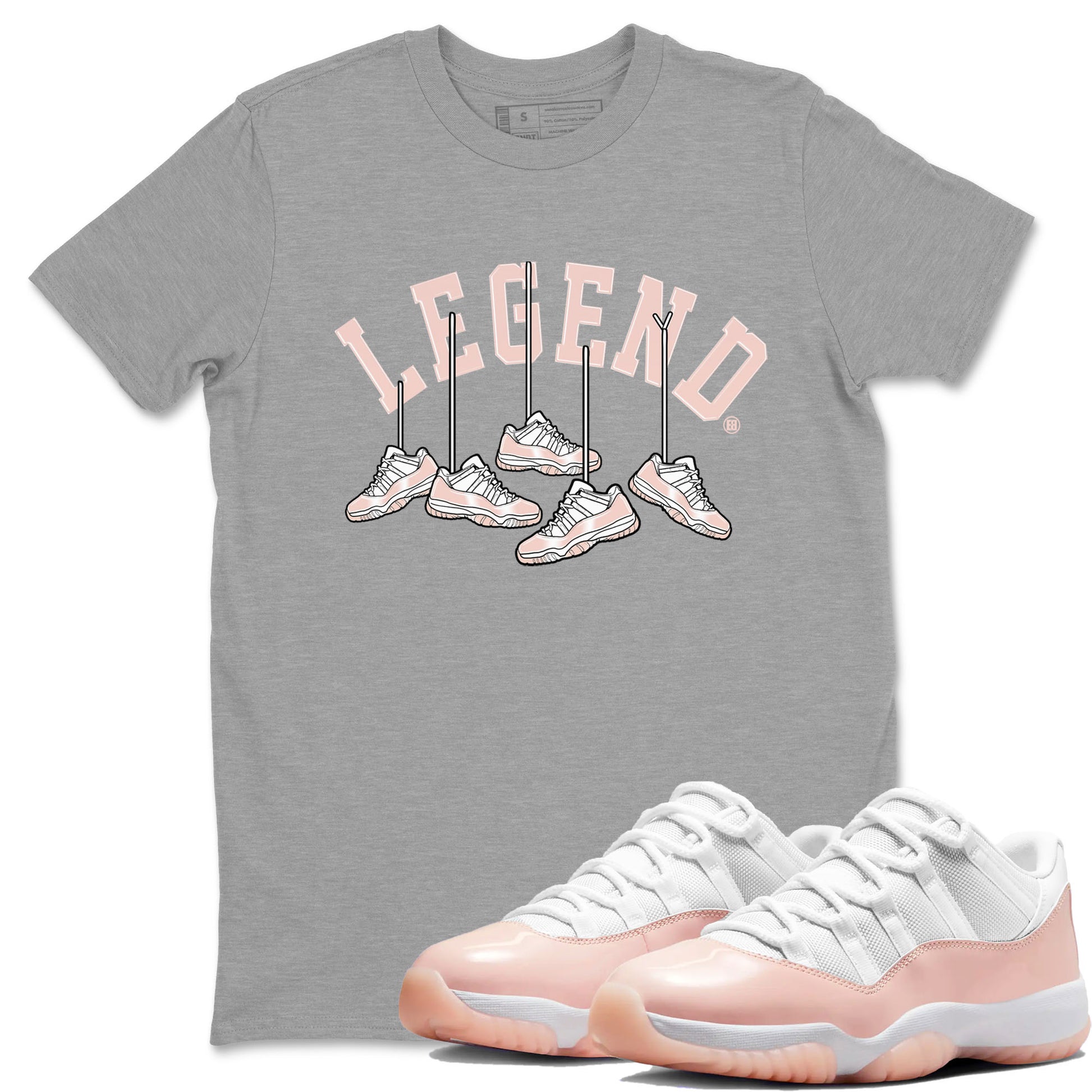 11s Legend Pink shirts to match jordans Hanging Sneakers sneaker match tees Air Jordan 11 Legend Pink SNRT Sneaker Tees streetwear brand Heather Grey 1 unisex cotton tee