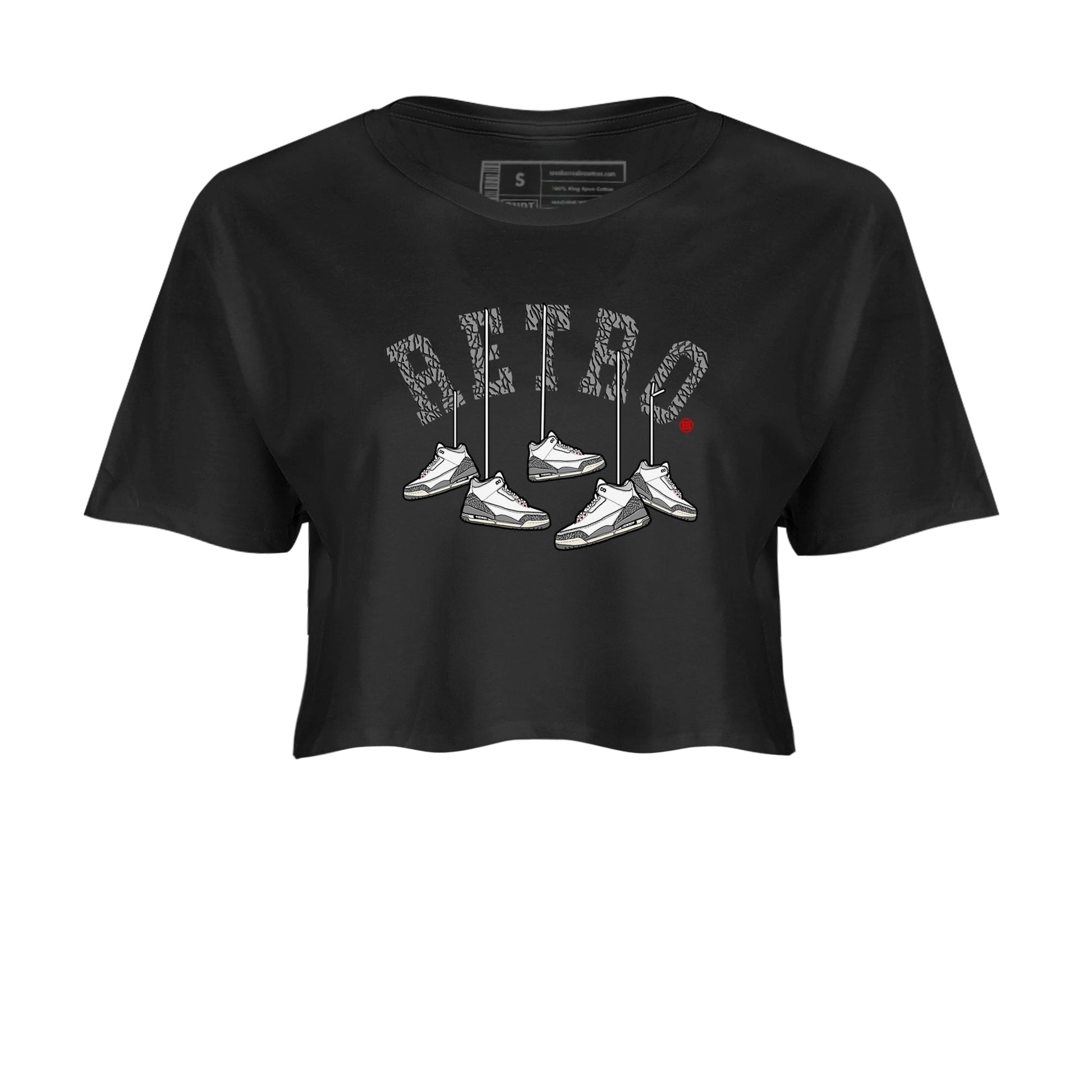 3s Cement Grey shirts to match jordans Hanging Sneakers sneaker match tees Air Jordan 3 Cement Grey SNRT Sneaker Tees streetwear brand Black 2 crop tee