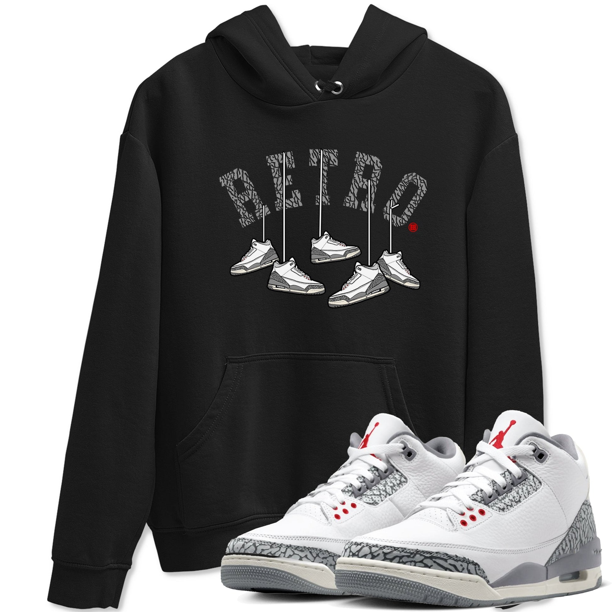3s Cement Grey shirts to match jordans Hanging Sneakers sneaker match tees Air Jordan 3 Cement Grey SNRT Sneaker Tees streetwear brand Black 1 unisex cotton tee