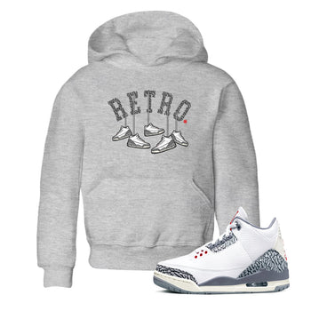 3s Cement Grey shirts to match jordans Hanging Sneakers sneaker match tees Air Jordan 3 Cement Grey SNRT Sneaker Tees streetwear brand Baby and Youth Heather Grey 1 cotton tee