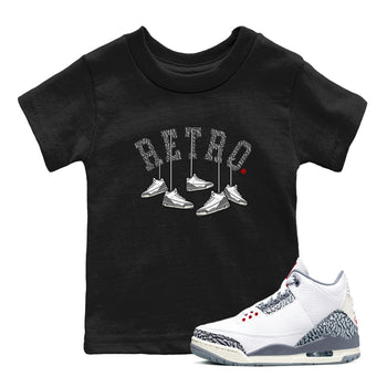 3s Cement Grey shirts to match jordans Hanging Sneakers sneaker match tees Air Jordan 3 Cement Grey SNRT Sneaker Tees streetwear brand Baby and Youth Black 1 cotton tee