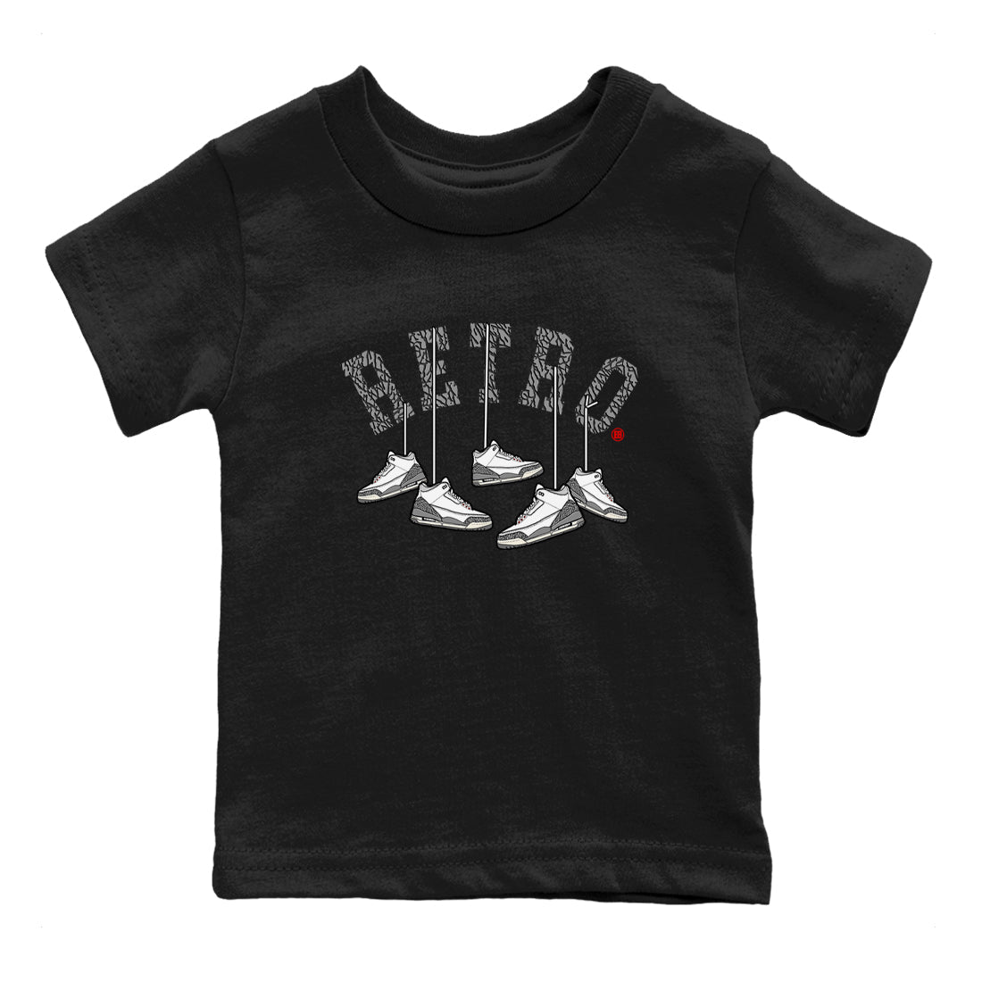 3s Cement Grey shirts to match jordans Hanging Sneakers sneaker match tees Air Jordan 3 Cement Grey SNRT Sneaker Tees streetwear brand Baby and Youth Black 2 cotton tee