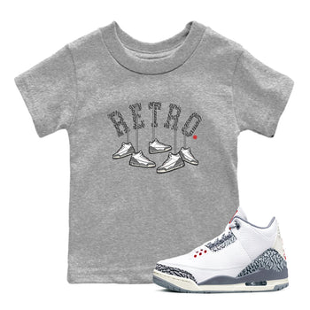 3s Cement Grey shirts to match jordans Hanging Sneakers sneaker match tees Air Jordan 3 Cement Grey SNRT Sneaker Tees streetwear brand Baby and Youth Heather Grey 1 cotton tee