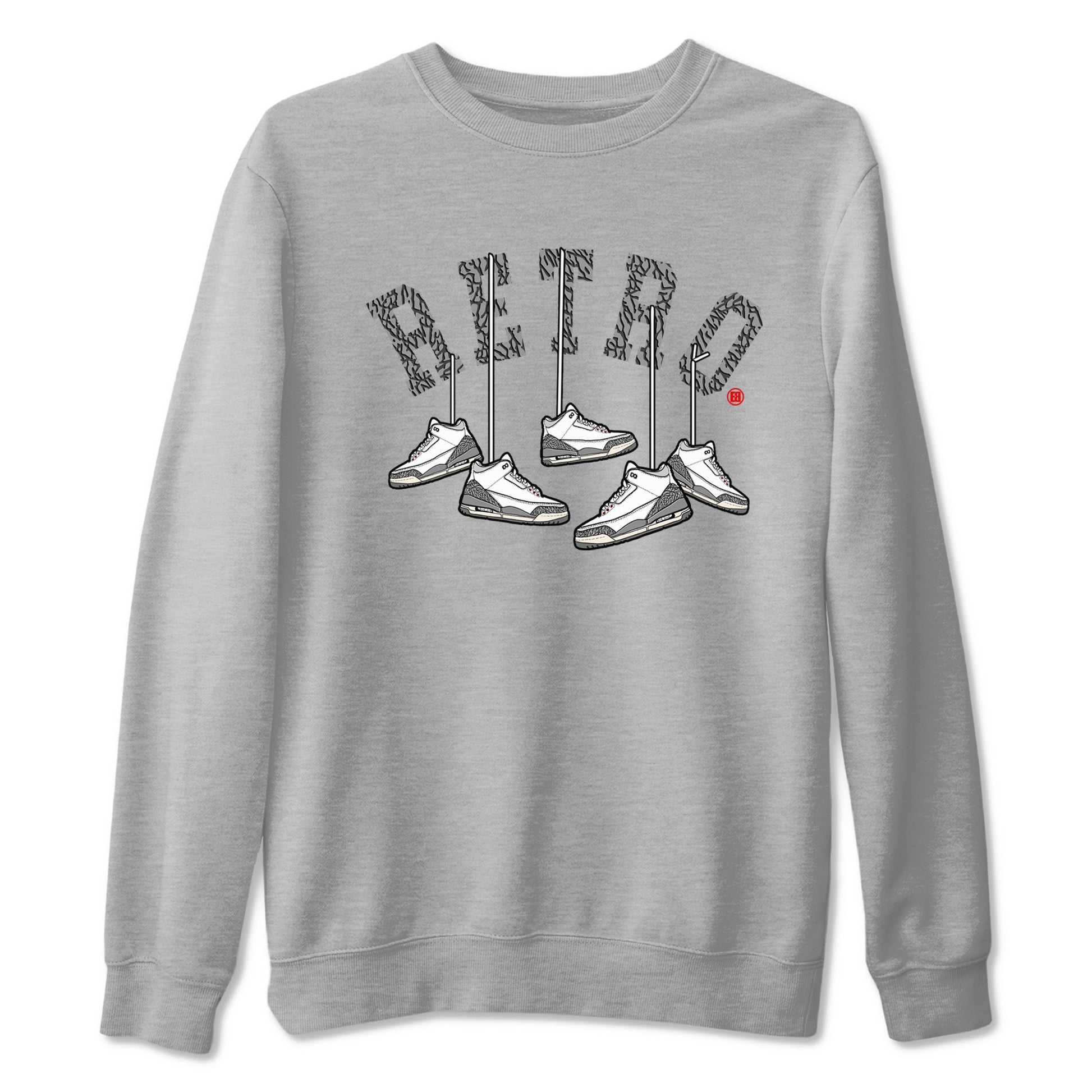 3s Cement Grey shirts to match jordans Hanging Sneakers sneaker match tees Air Jordan 3 Cement Grey SNRT Sneaker Tees streetwear brand Heather Grey 2 unisex cotton tee