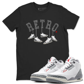 3s Cement Grey shirts to match jordans Hanging Sneakers sneaker match tees Air Jordan 3 Cement Grey SNRT Sneaker Tees streetwear brand Black 1 unisex cotton tee