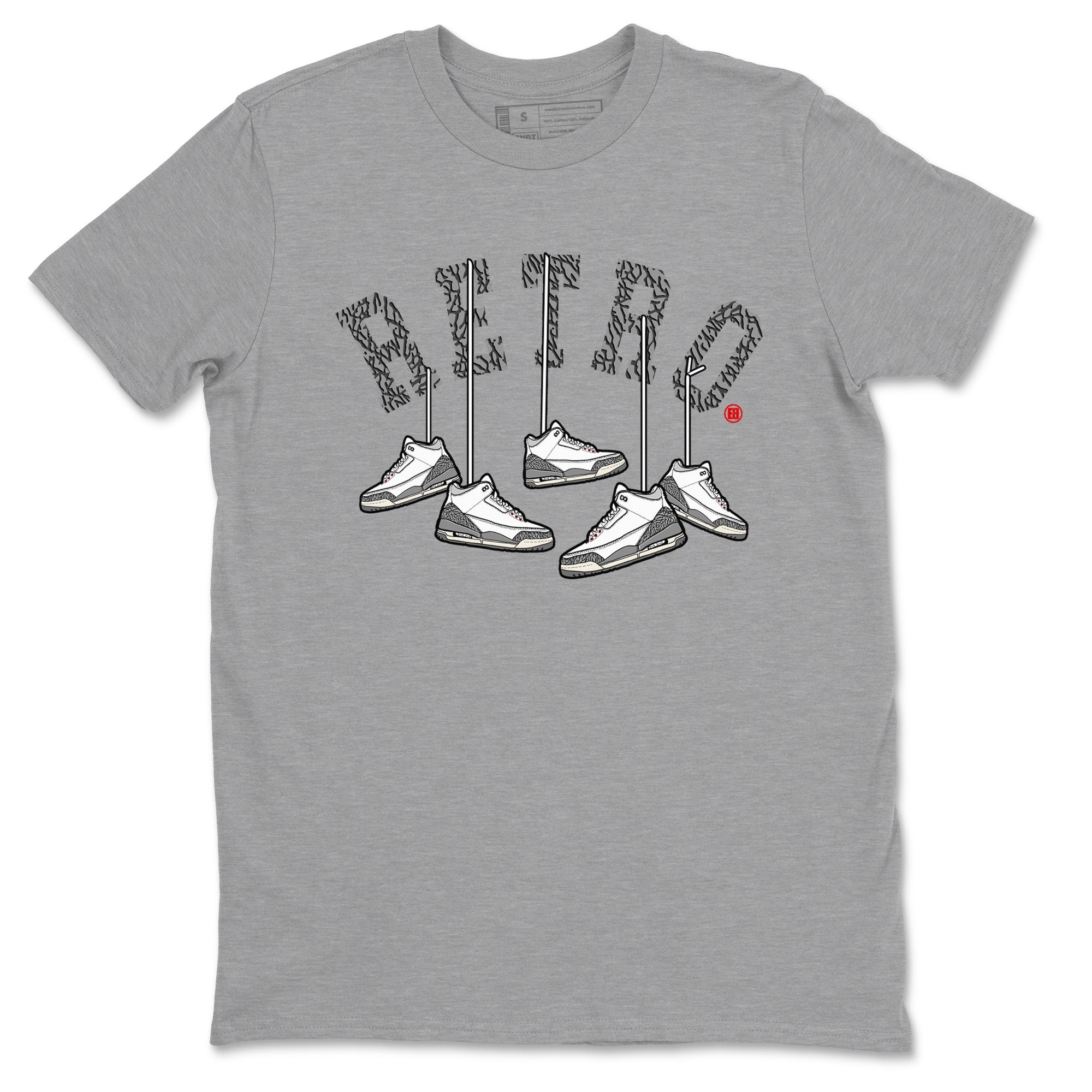 3s Cement Grey shirts to match jordans Hanging Sneakers sneaker match tees Air Jordan 3 Cement Grey SNRT Sneaker Tees streetwear brand Heather Grey 2 unisex cotton tee