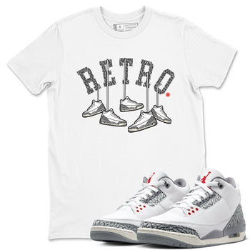 3s Cement Grey shirts to match jordans Hanging Sneakers sneaker match tees Air Jordan 3 Cement Grey SNRT Sneaker Tees streetwear brand White 1 unisex cotton tee