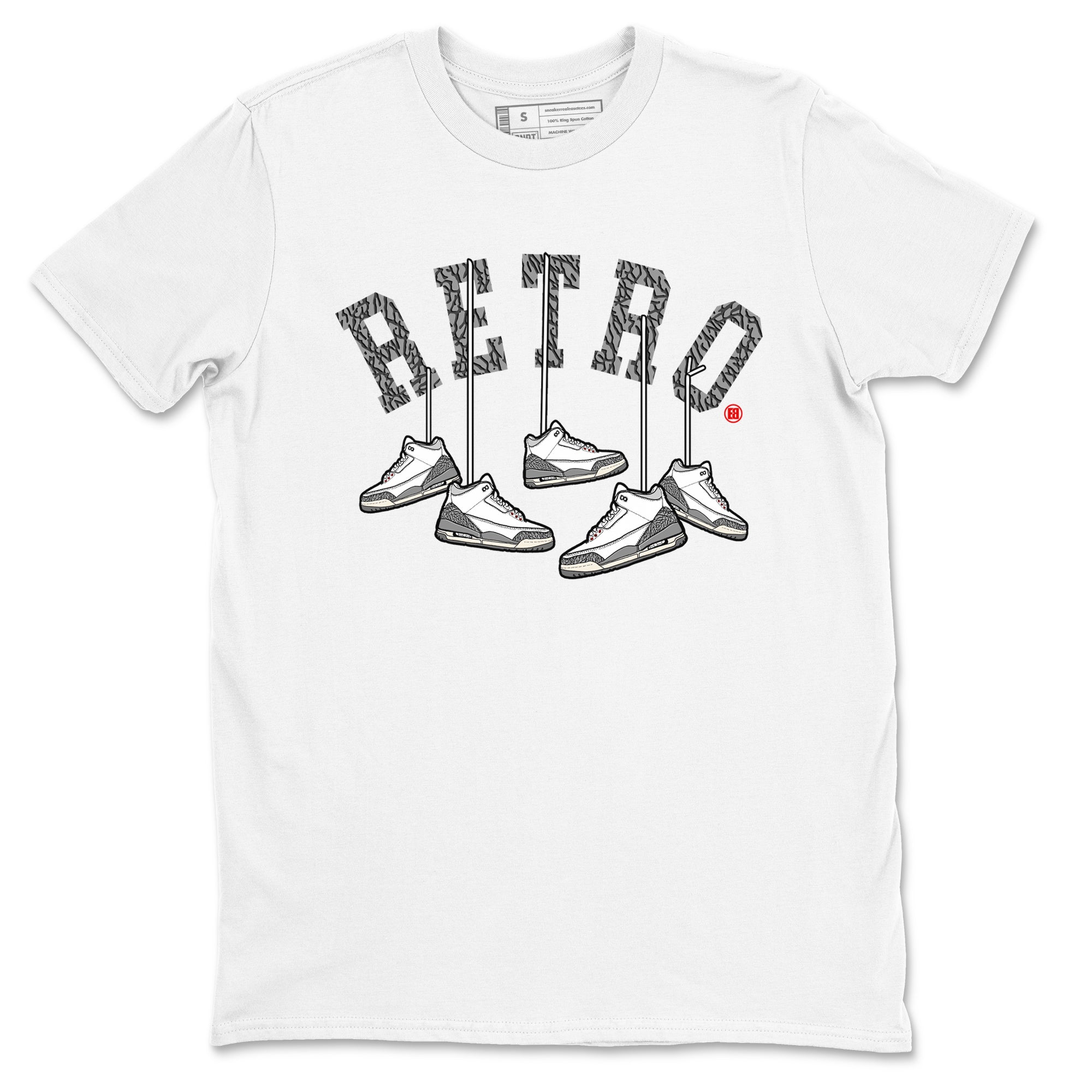 3s Cement Grey shirts to match jordans Hanging Sneakers sneaker match tees Air Jordan 3 Cement Grey SNRT Sneaker Tees streetwear brand White 2 unisex cotton tee