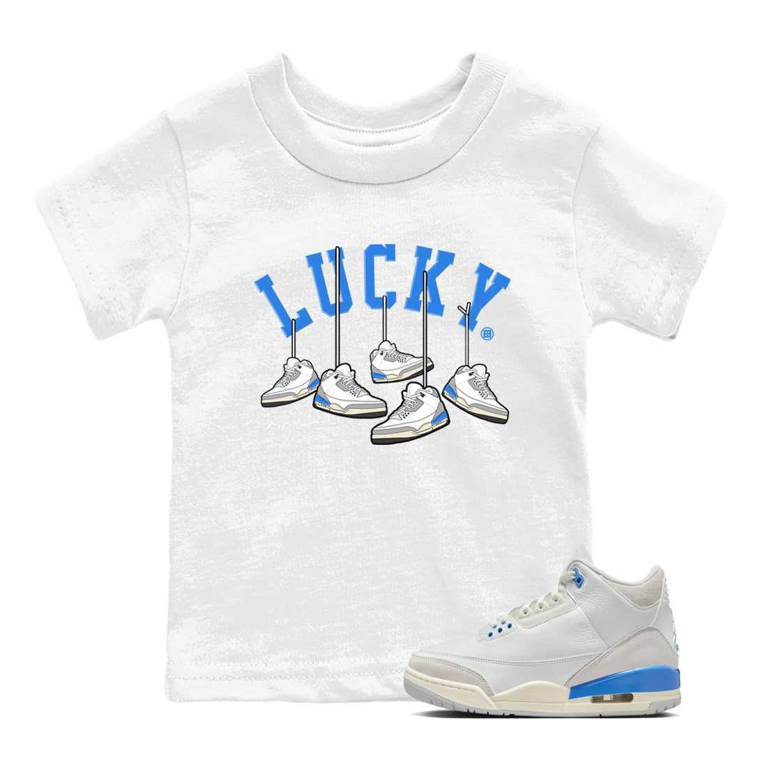Air Jordan 3 Lucky Shorts shirts to match jordans Hanging Sneakers sneaker match tees Air Jordan 3 Retro Lucky Shorts match shoes to clothes SNRT Sneaker Tees Youth Baby White 1 tee