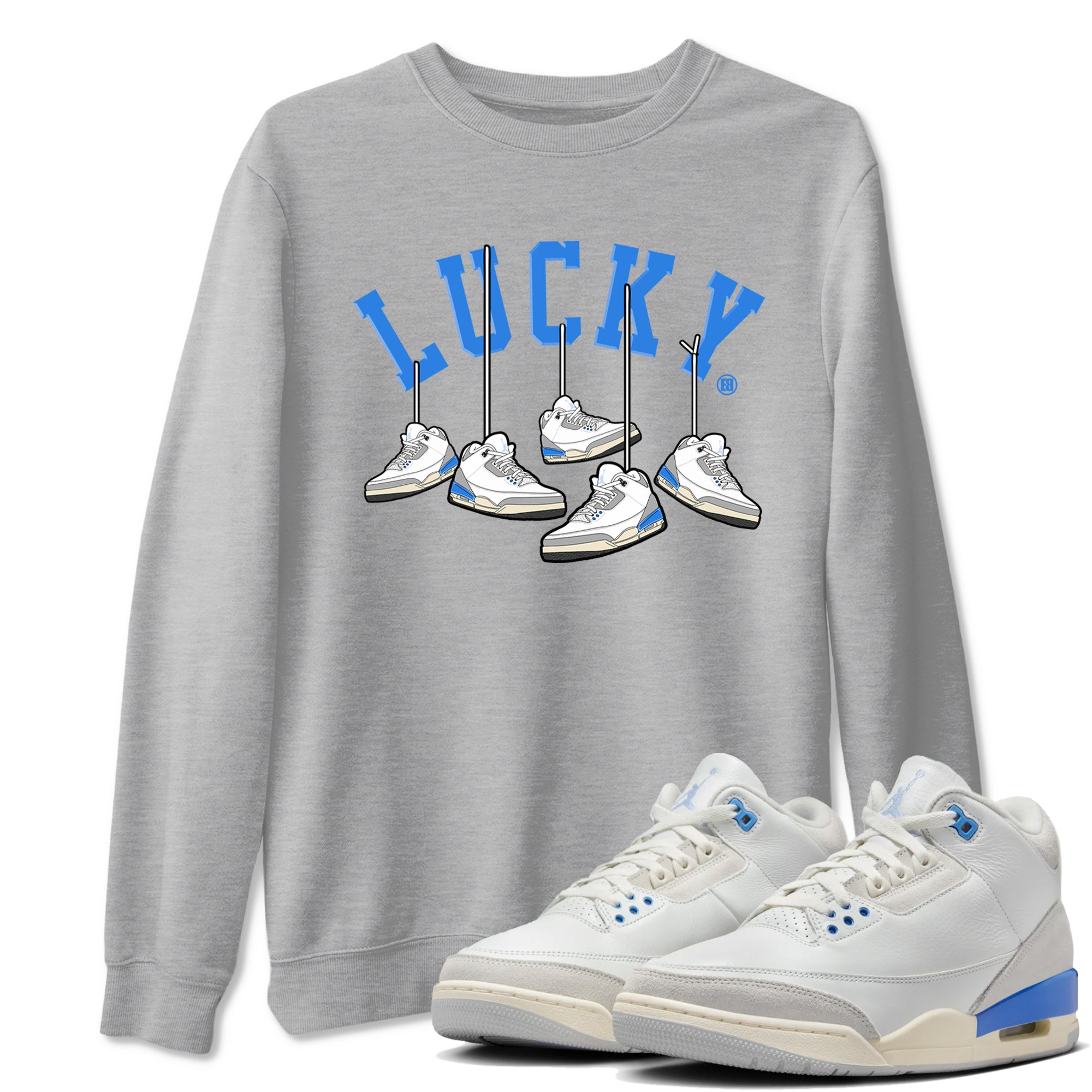 Air Jordan 3 Lucky Shorts shirts to match jordans Hanging Sneakers sneaker match tees Air Jordan 3 Retro Lucky Shorts match shoes to clothes SNRT Sneaker Tees unisex cotton Heather Grey 1 shirts