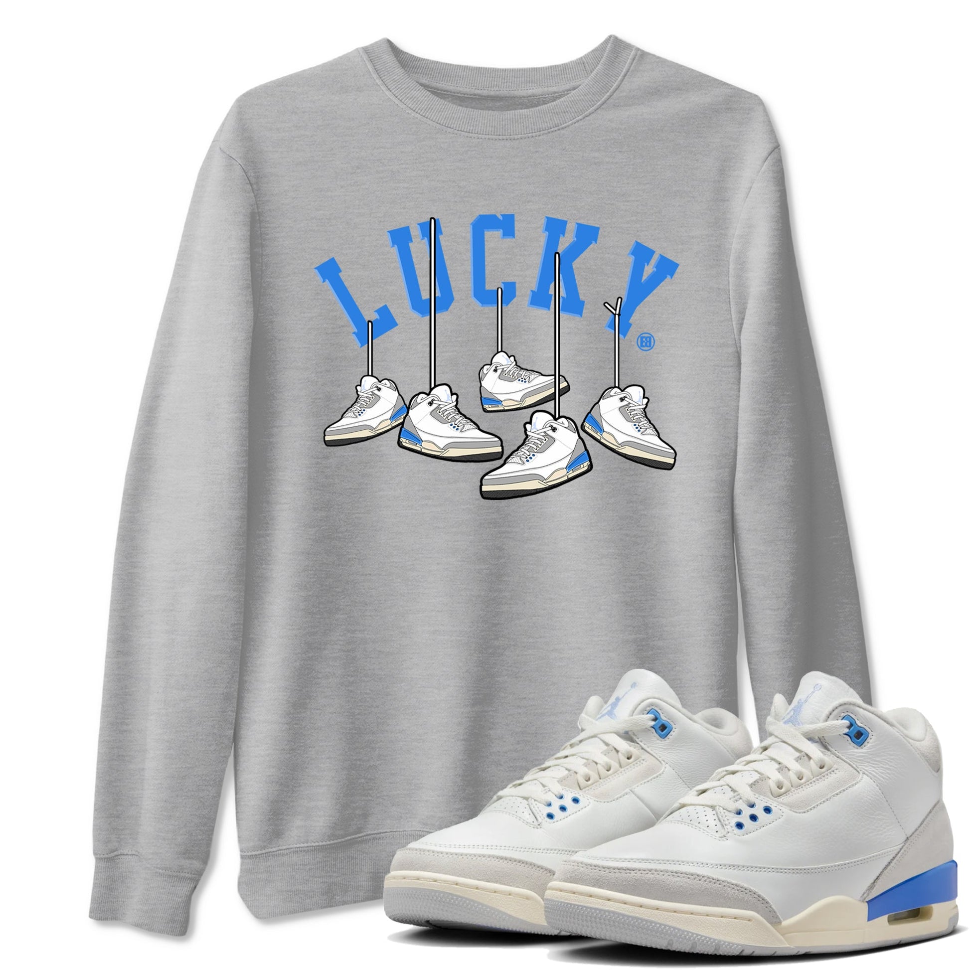 Air Jordan 3 Lucky Shorts shirts to match jordans Hanging Sneakers sneaker match tees Air Jordan 3 Retro Lucky Shorts match shoes to clothes SNRT Sneaker Tees unisex cotton Heather Grey 1 shirts