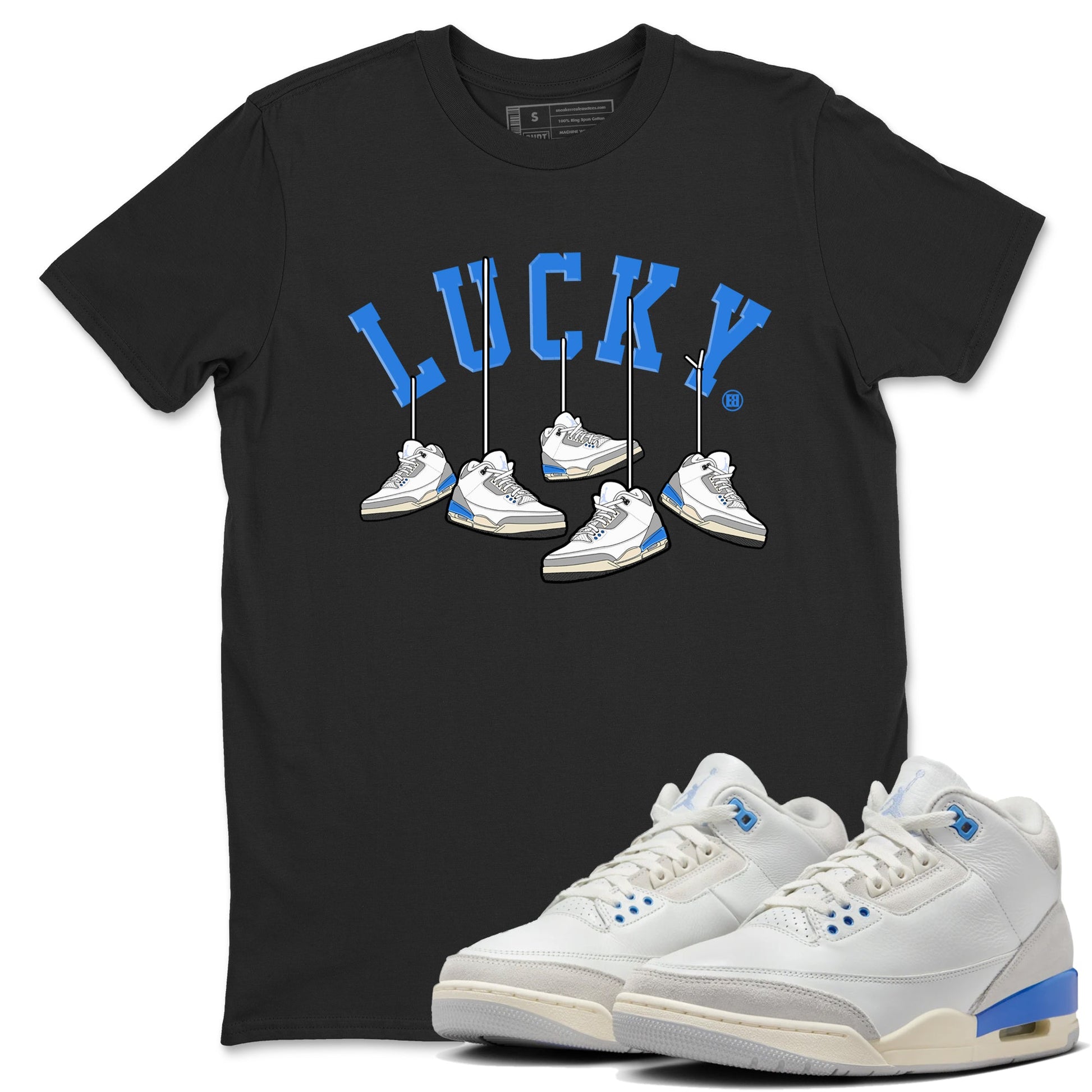 Air Jordan 3 Lucky Shorts shirts to match jordans Hanging Sneakers sneaker match tees Air Jordan 3 Retro Lucky Shorts match shoes to clothes SNRT Sneaker Tees unisex cotton Black 1 shirts