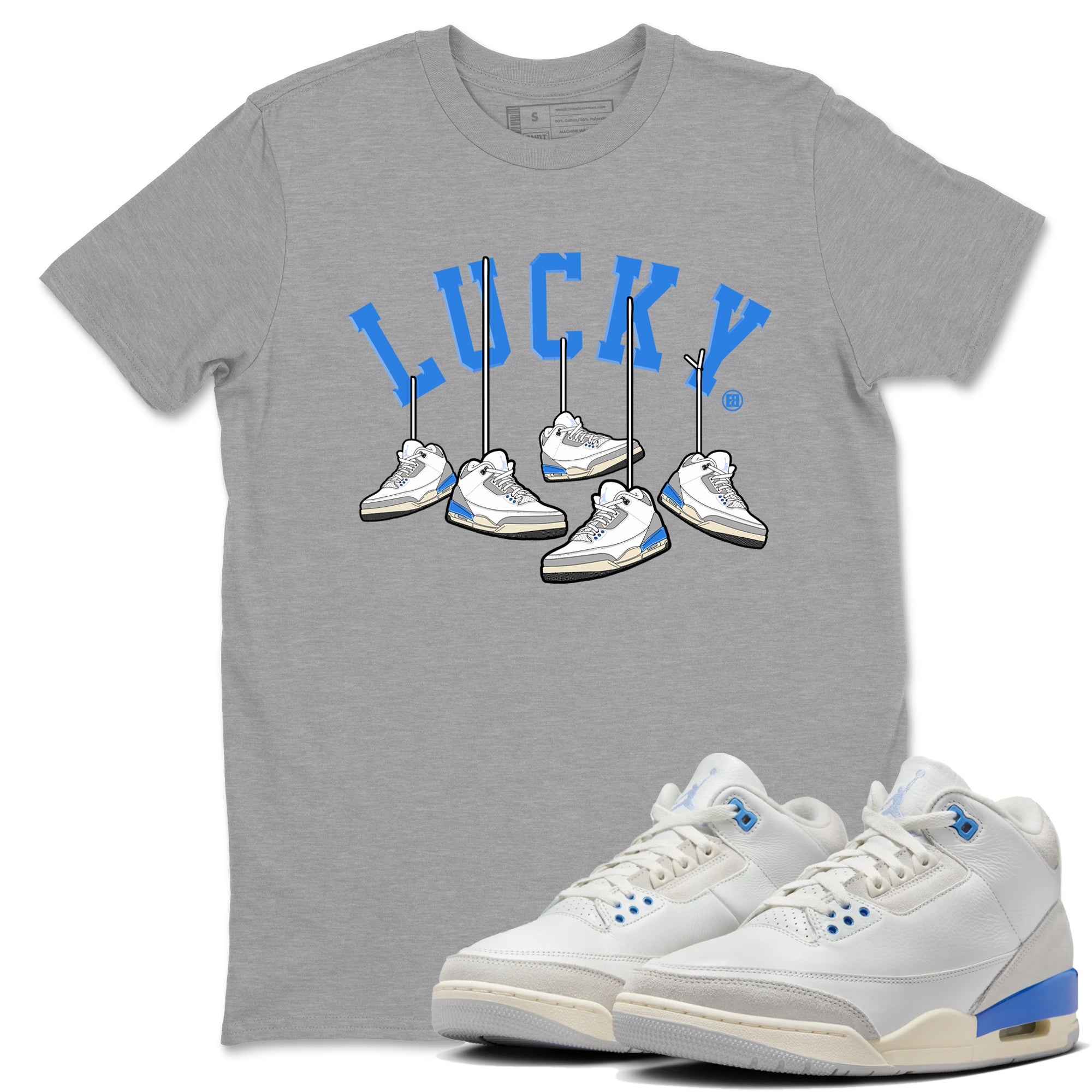 Air Jordan 3 Lucky Shorts shirts to match jordans Hanging Sneakers sneaker match tees Air Jordan 3 Retro Lucky Shorts match shoes to clothes SNRT Sneaker Tees unisex cotton Heather Grey 1 shirts