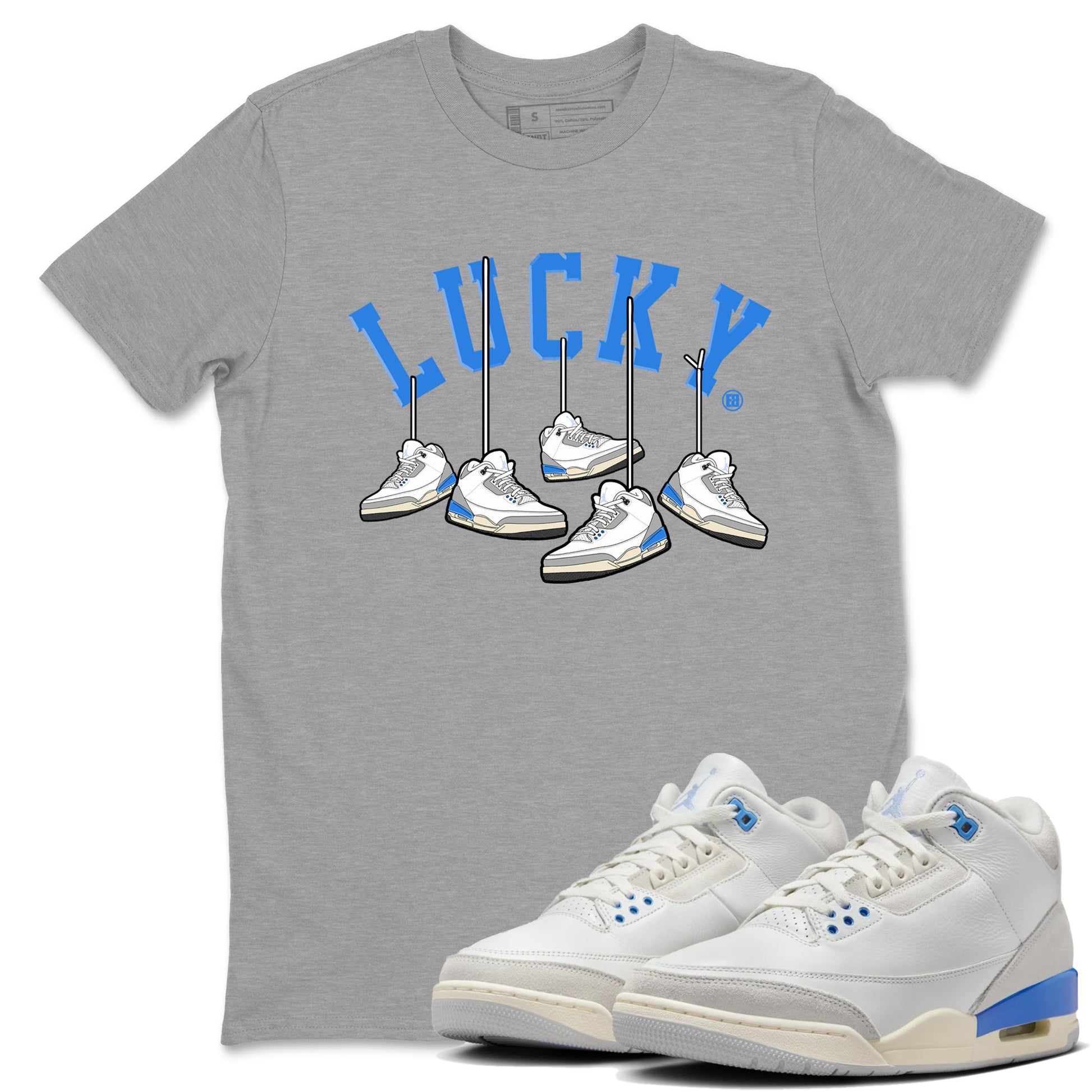 Air Jordan 3 Lucky Shorts shirts to match jordans Hanging Sneakers sneaker match tees Air Jordan 3 Retro Lucky Shorts match shoes to clothes SNRT Sneaker Tees unisex cotton Heather Grey 1 shirts