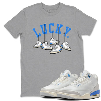 Air Jordan 3 Lucky Shorts shirts to match jordans Hanging Sneakers sneaker match tees Air Jordan 3 Retro Lucky Shorts match shoes to clothes SNRT Sneaker Tees unisex cotton Heather Grey 1 shirts