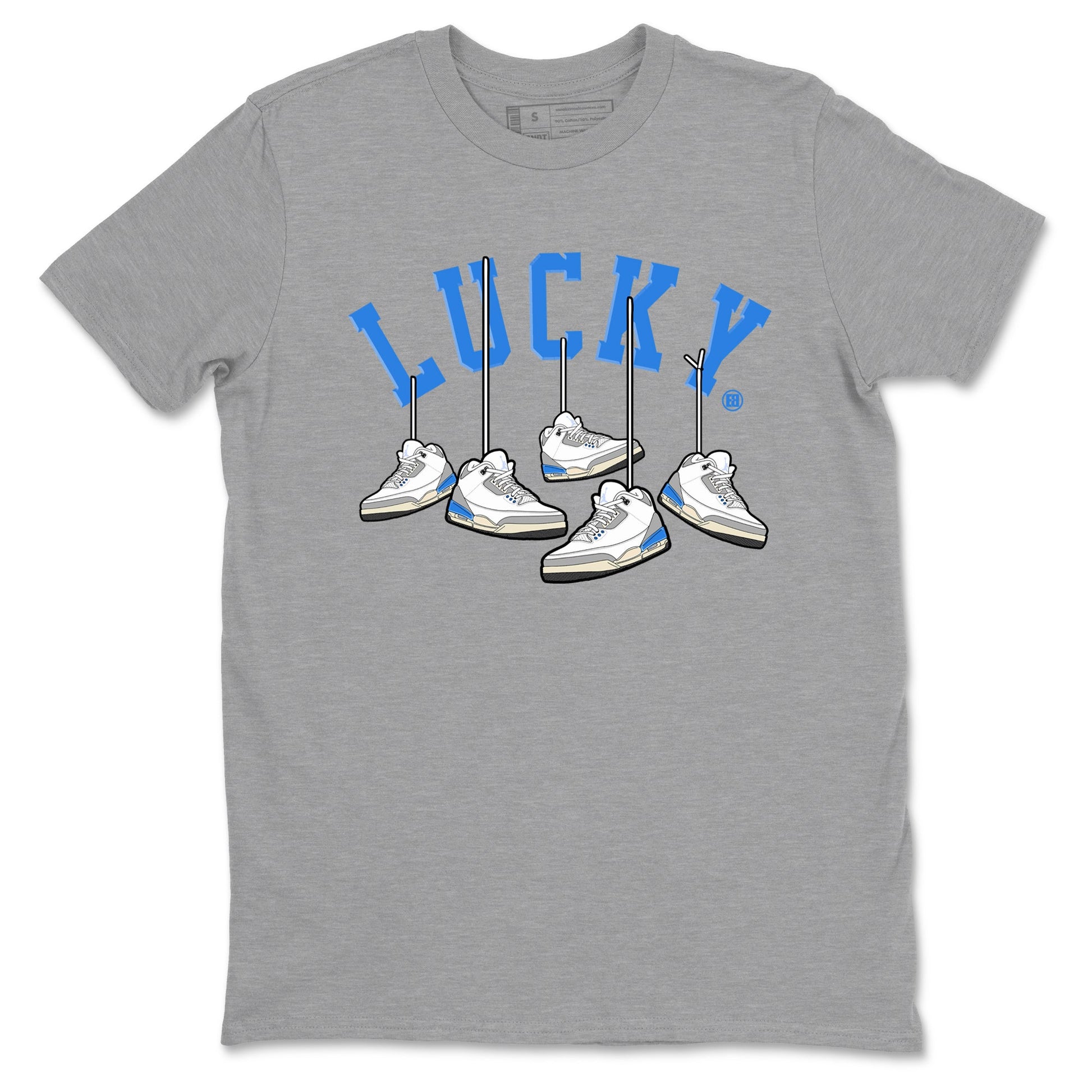 Air Jordan 3 Lucky Shorts shirts to match jordans Hanging Sneakers sneaker match tees Air Jordan 3 Retro Lucky Shorts match shoes to clothes SNRT Sneaker Tees unisex cotton Heather Grey 2 shirts