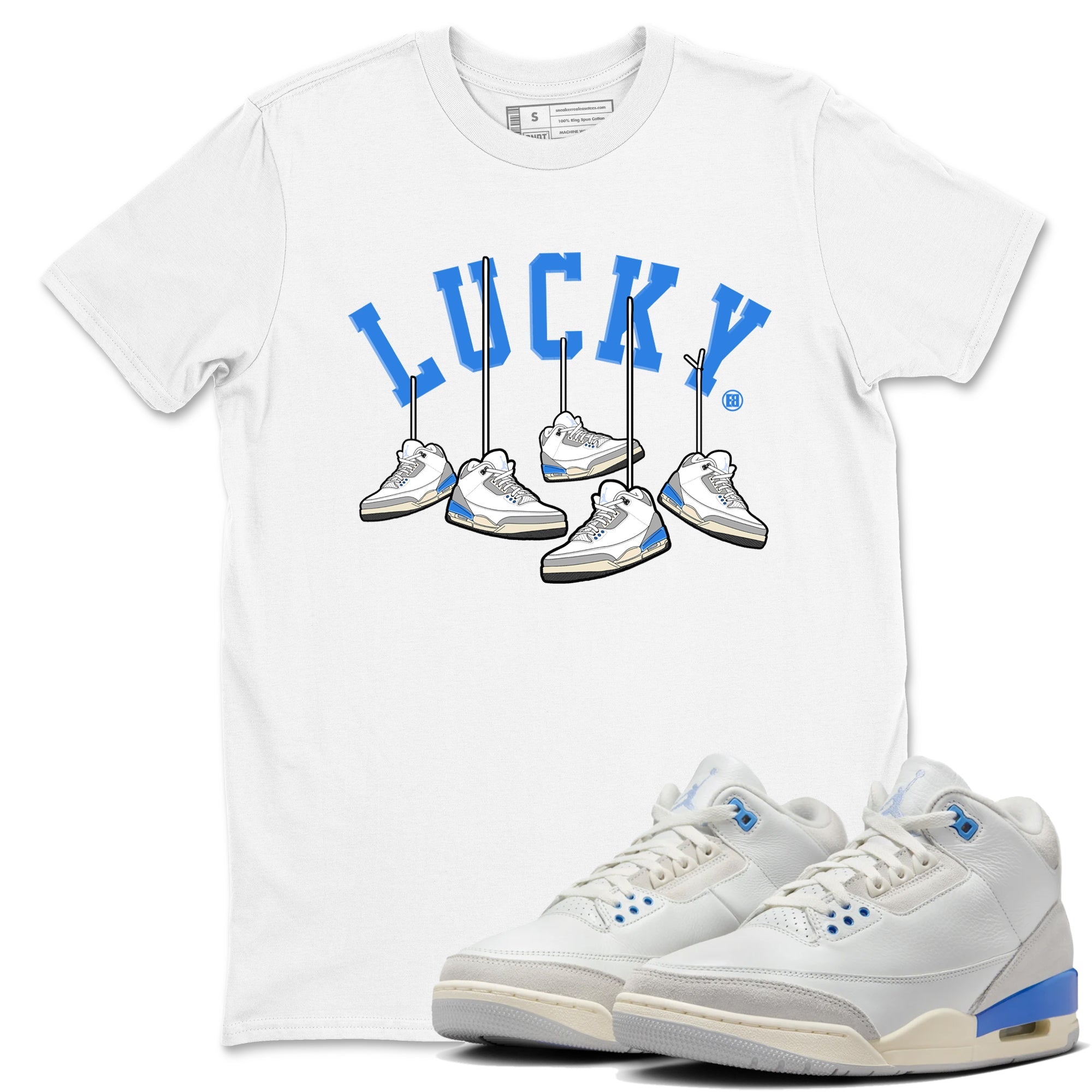 Air Jordan 3 Lucky Shorts shirts to match jordans Hanging Sneakers sneaker match tees Air Jordan 3 Retro Lucky Shorts match shoes to clothes SNRT Sneaker Tees unisex cotton White 1 shirts