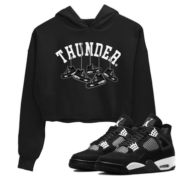 4s White Thunder shirts to match jordans Hanging Sneakers sneaker match tees Air Jordan 4 Retro White Thunder SNRT Sneaker Release Tees unisex cotton Black 1 Crop Shirts