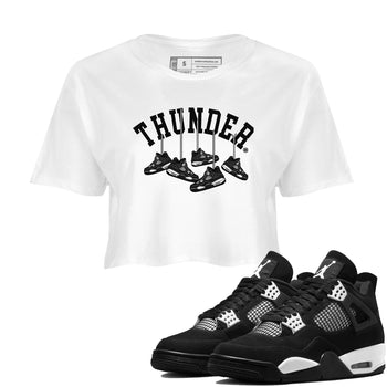 4s White Thunder shirts to match jordans Hanging Sneakers sneaker match tees Air Jordan 4 Retro White Thunder SNRT Sneaker Release Tees unisex cotton White 1 Crop Shirts