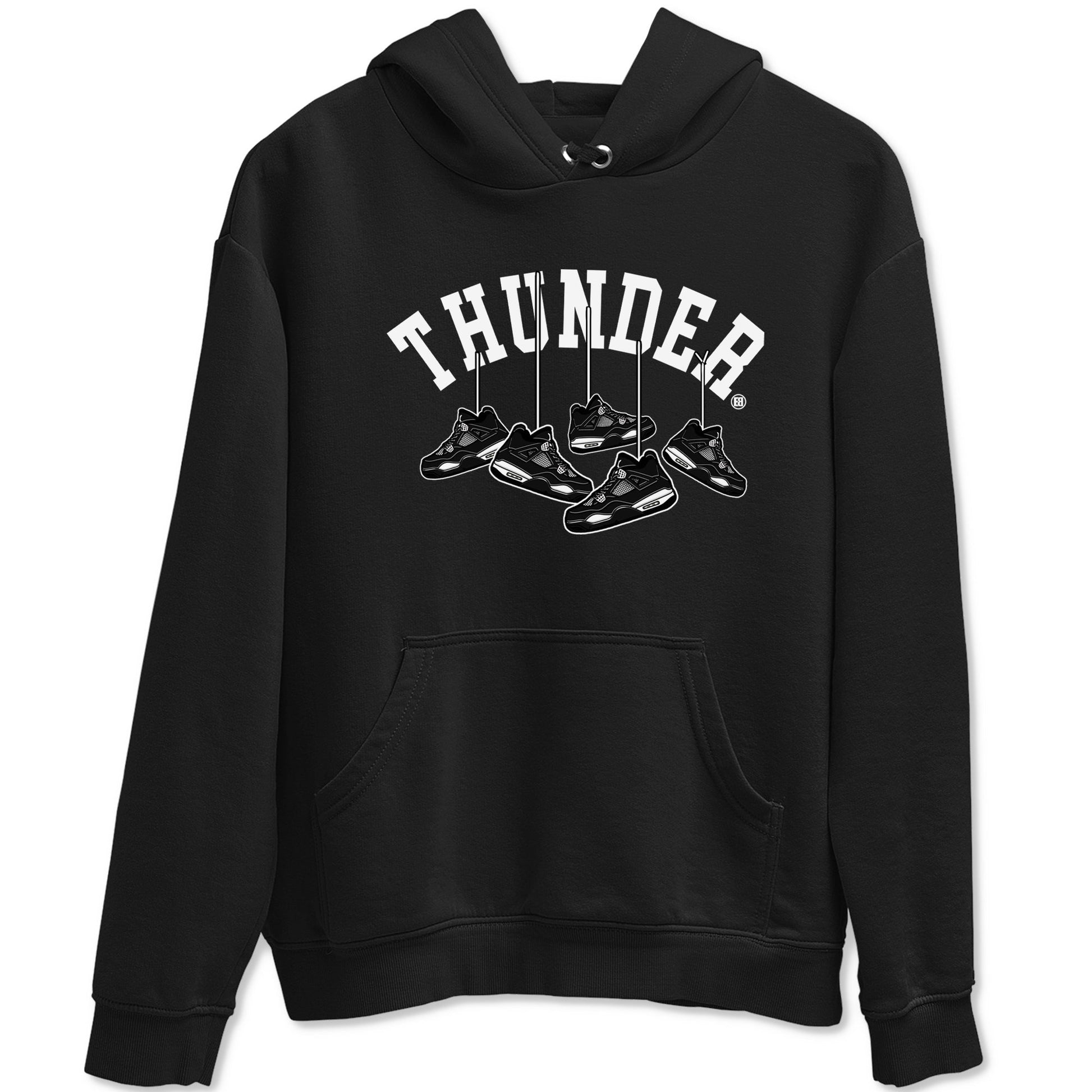 4s White Thunder shirts to match jordans Hanging Sneakers sneaker match tees Air Jordan 4 Retro White Thunder SNRT Sneaker Release Tees unisex cotton Black 2 crew neck shirts