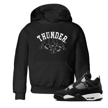 4s White Thunder shirts to match jordans Hanging Sneakers sneaker match tees Air Jordan 4 Retro White Thunder SNRT Sneaker Release Tees Youth Baby Black 1 crew neck shirts