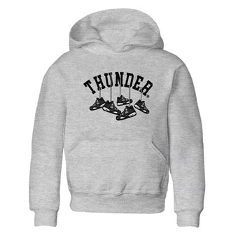 4s White Thunder shirts to match jordans Hanging Sneakers sneaker match tees Air Jordan 4 Retro White Thunder SNRT Sneaker Release Tees Youth Baby Heather Grey 2 crew neck shirts