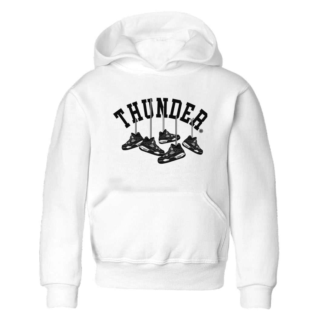 4s White Thunder shirts to match jordans Hanging Sneakers sneaker match tees Air Jordan 4 Retro White Thunder SNRT Sneaker Release Tees Youth Baby White 2 crew neck shirts