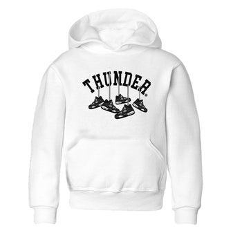 4s White Thunder shirts to match jordans Hanging Sneakers sneaker match tees Air Jordan 4 Retro White Thunder SNRT Sneaker Release Tees Youth Baby White 2 crew neck shirts