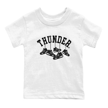 4s White Thunder shirts to match jordans Hanging Sneakers sneaker match tees Air Jordan 4 Retro White Thunder SNRT Sneaker Release Tees Youth Baby White 2 crew neck shirts