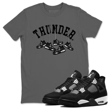 4s White Thunder shirts to match jordans Hanging Sneakers sneaker match tees Air Jordan 4 Retro White Thunder SNRT Sneaker Release Tees unisex cotton Cool Grey 1 crew neck shirts