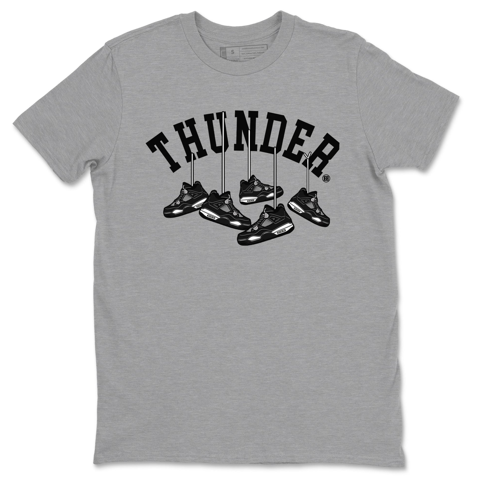 4s White Thunder shirts to match jordans Hanging Sneakers sneaker match tees Air Jordan 4 Retro White Thunder SNRT Sneaker Release Tees unisex cotton Heather Grey 2 crew neck shirts