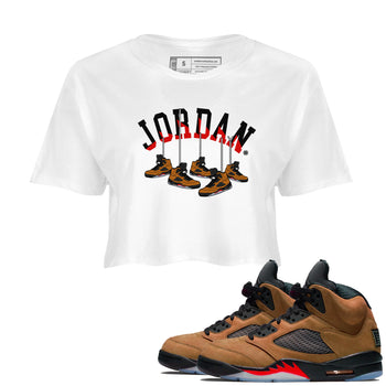 5s Archaeo Brown shirts to match jordans Hanging Sneakers sneaker match tees Air Jordan 5 Archaeo Brown SNRT Sneaker Release Tees unisex cotton White 1 Crop Shirts