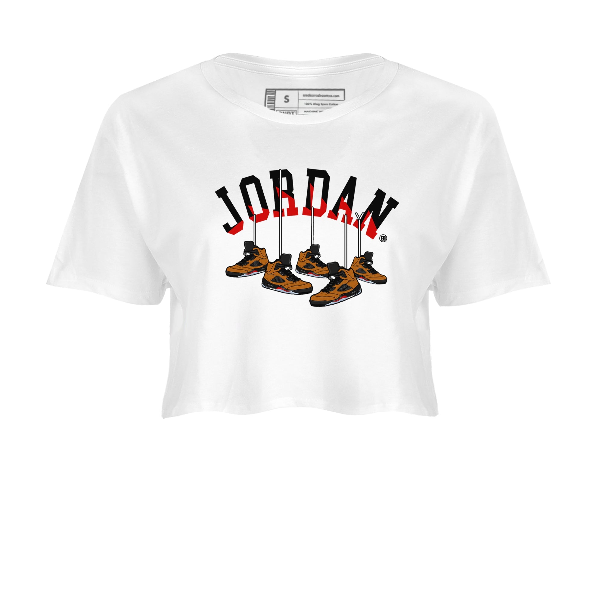 5s Archaeo Brown shirts to match jordans Hanging Sneakers sneaker match tees Air Jordan 5 Archaeo Brown SNRT Sneaker Release Tees unisex cotton White 2 Crop Shirts