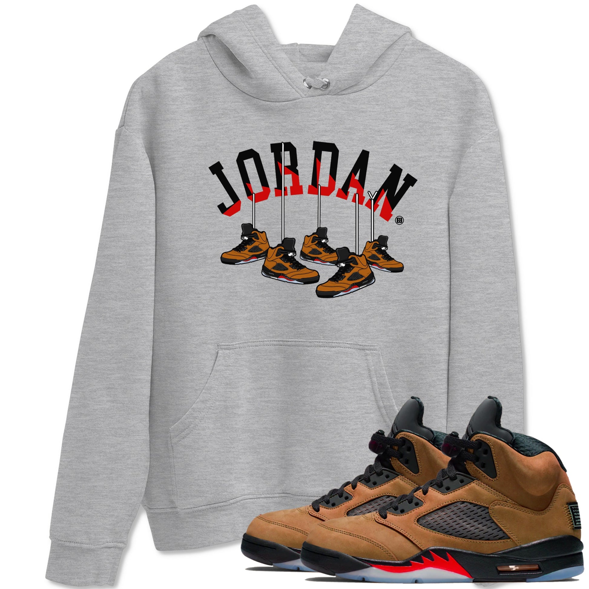 5s Archaeo Brown shirts to match jordans Hanging Sneakers sneaker match tees Air Jordan 5 Archaeo Brown SNRT Sneaker Release Tees unisex cotton Heather Grey 1 crew neck shirts