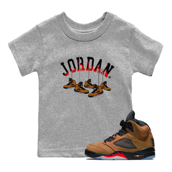 5s Archaeo Brown shirts to match jordans Hanging Sneakers sneaker match tees Air Jordan 5 Archaeo Brown SNRT Sneaker Release Tees Youth Baby Heather Grey 1 crew neck shirts