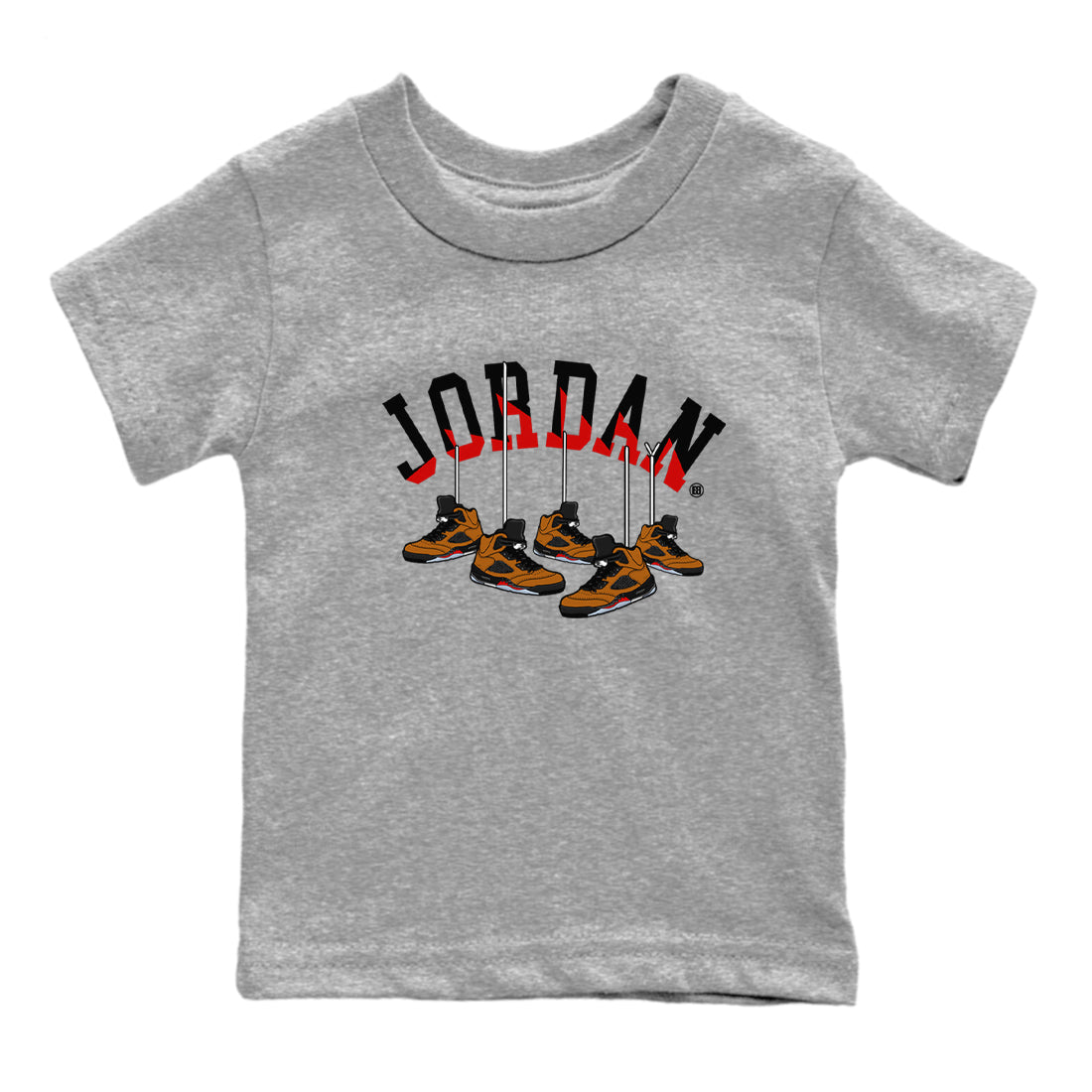 5s Archaeo Brown shirts to match jordans Hanging Sneakers sneaker match tees Air Jordan 5 Archaeo Brown SNRT Sneaker Release Tees Youth Baby Heather Grey 2 crew neck shirts