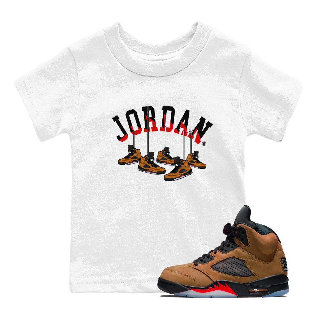 5s Archaeo Brown shirts to match jordans Hanging Sneakers sneaker match tees Air Jordan 5 Archaeo Brown SNRT Sneaker Release Tees Youth Baby White 1 crew neck shirts