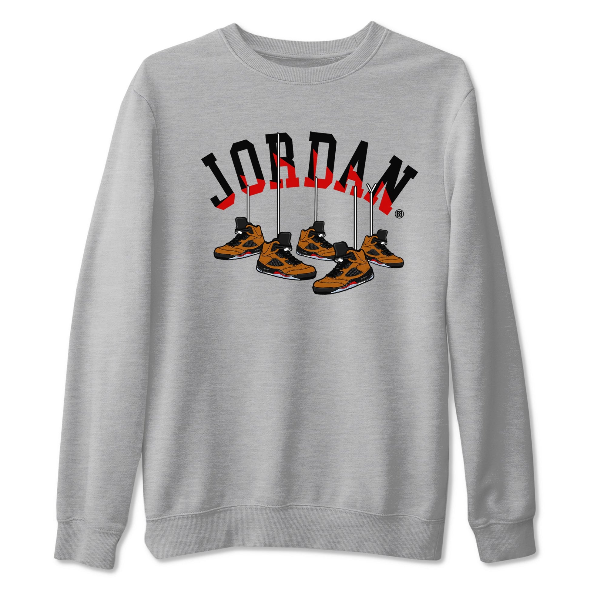 5s Archaeo Brown shirts to match jordans Hanging Sneakers sneaker match tees Air Jordan 5 Archaeo Brown SNRT Sneaker Release Tees unisex cotton Heather Grey 2 crew neck shirts