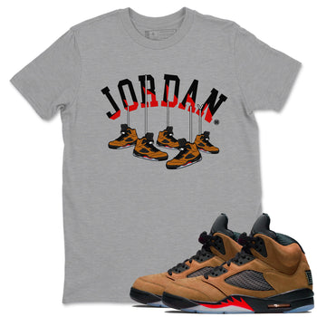 5s Archaeo Brown shirts to match jordans Hanging Sneakers sneaker match tees Air Jordan 5 Archaeo Brown SNRT Sneaker Release Tees unisex cotton Heather Grey 1 crew neck shirts