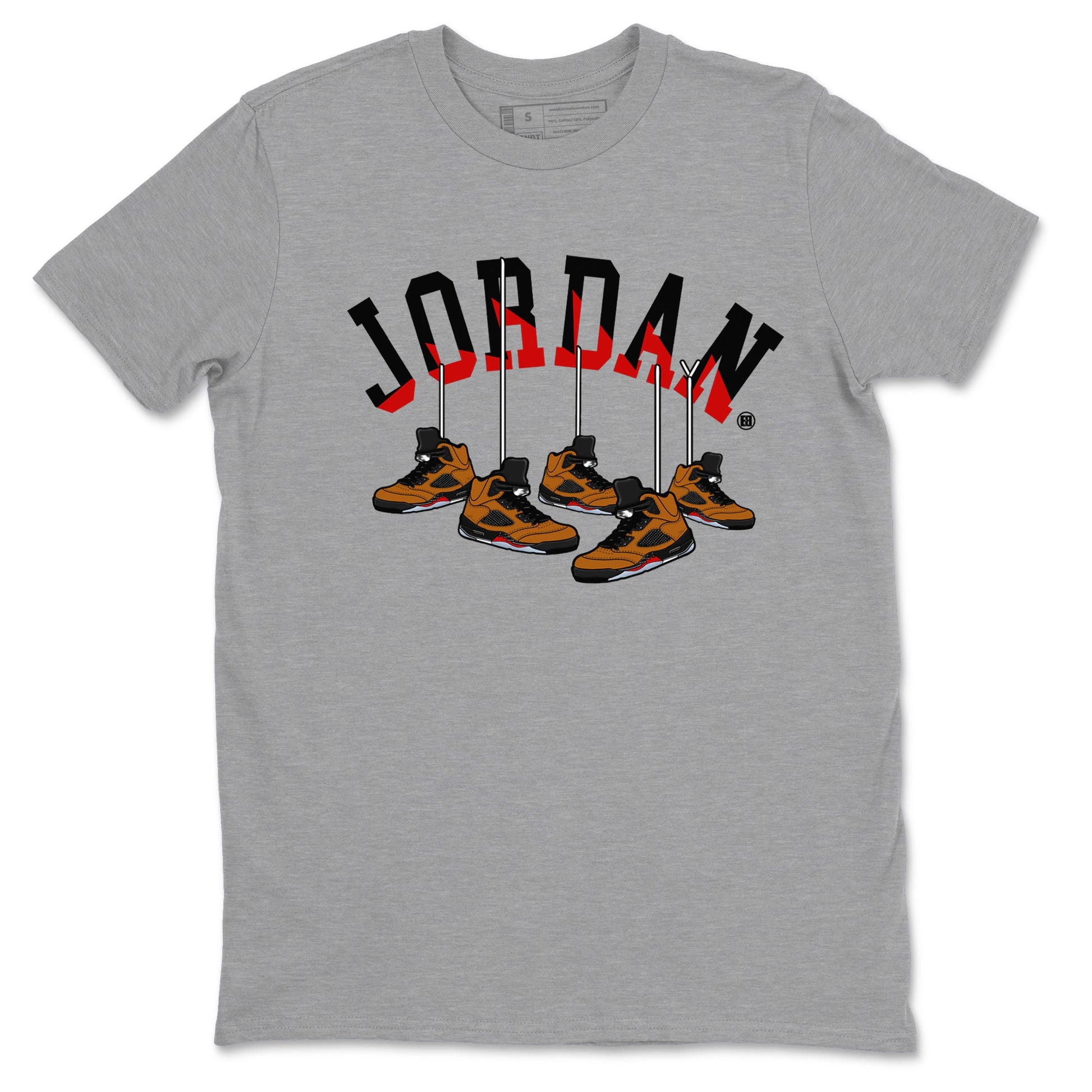 5s Archaeo Brown shirts to match jordans Hanging Sneakers sneaker match tees Air Jordan 5 Archaeo Brown SNRT Sneaker Release Tees unisex cotton Heather Grey 2 crew neck shirts