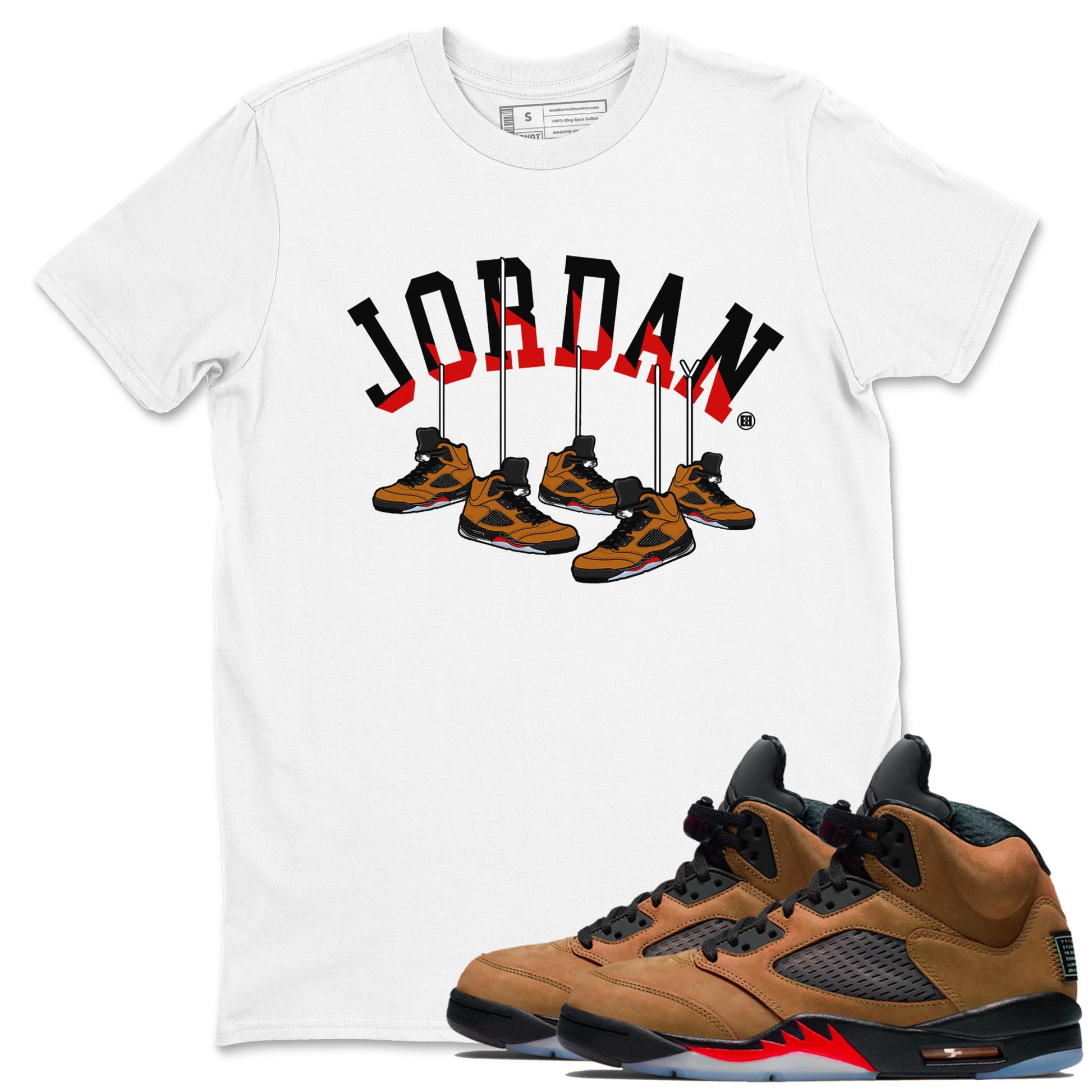 5s Archaeo Brown shirts to match jordans Hanging Sneakers sneaker match tees Air Jordan 5 Archaeo Brown SNRT Sneaker Release Tees unisex cotton White 1 crew neck shirts