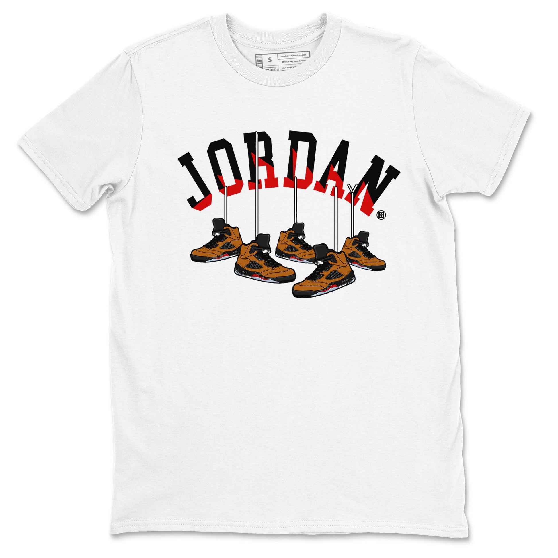 5s Archaeo Brown shirts to match jordans Hanging Sneakers sneaker match tees Air Jordan 5 Archaeo Brown SNRT Sneaker Release Tees unisex cotton White 2 crew neck shirts