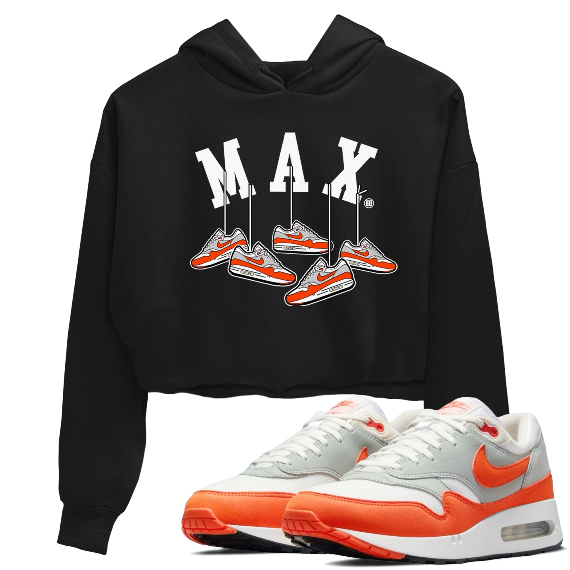 Air Max 1 OG '86 'Summit White and Cosmic Clay shirts to match jordans Hanging Sneakers sneaker match tees Air Max 1 Cosmic Clay match shoes to clothes SNRT Sneaker Tees unisex cotton Black 1 crop tee