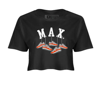 Air Max 1 OG '86 'Summit White and Cosmic Clay shirts to match jordans Hanging Sneakers sneaker match tees Air Max 1 Cosmic Clay match shoes to clothes SNRT Sneaker Tees unisex cotton Black 2 crop tee